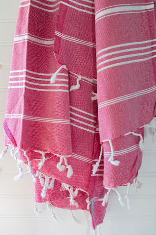 Fuschia Pink & White Striped Turkish Tablecloth - Gather Goods Co - Raleigh, NC