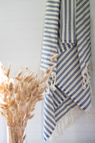 Navy Blue Striped Turkish Towel - Gather Goods Co - Raleigh, NC