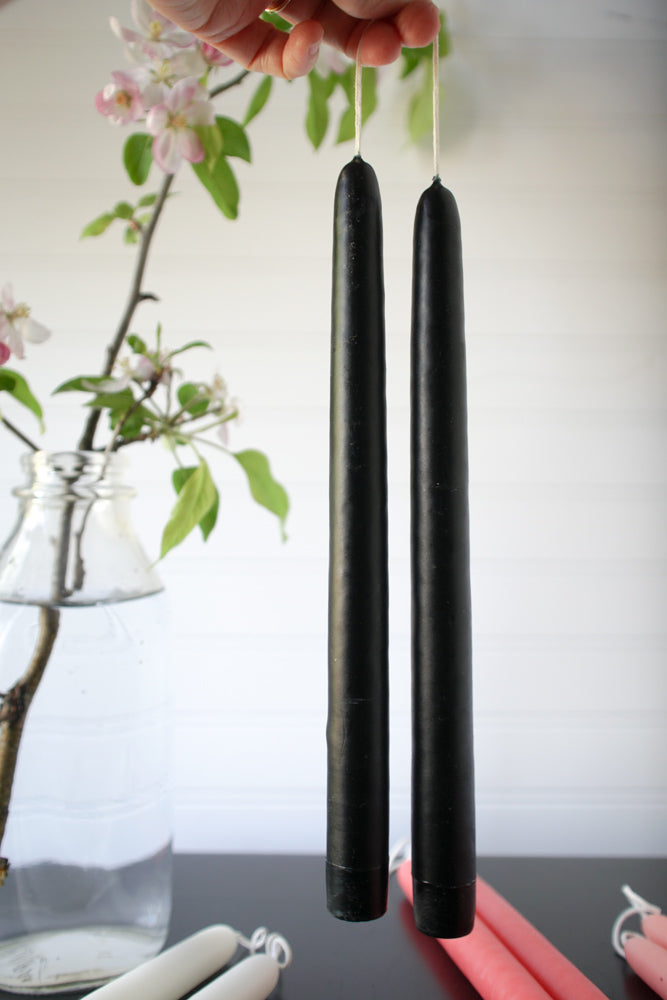 10" Black Taper Candle, Set of 2, Unscented - Gather Goods Co - Raleigh, NC