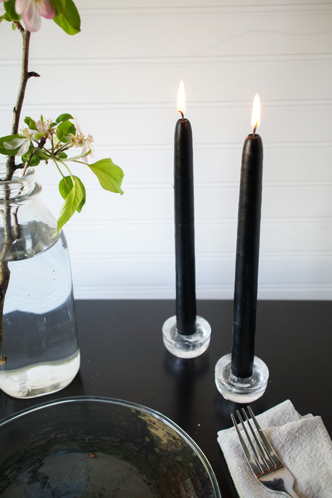 10" Black Taper Candle, Set of 2, Unscented - Gather Goods Co - Raleigh, NC