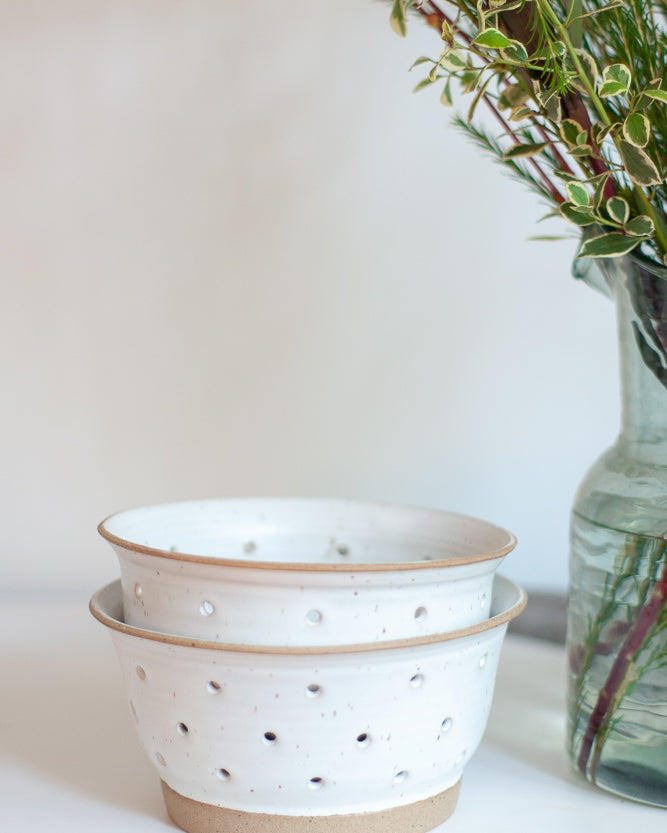White Ceramic Berry Colander - Gather Goods Co - Raleigh, NC