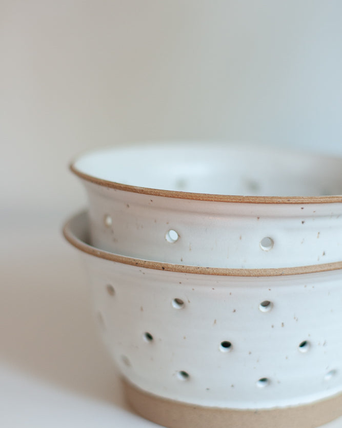 White Ceramic Berry Colander - Gather Goods Co - Raleigh, NC