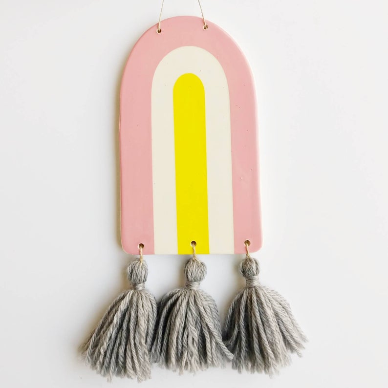 Ceramic Wall Art, Pink & Yellow - Gather Goods Co - Raleigh, NC