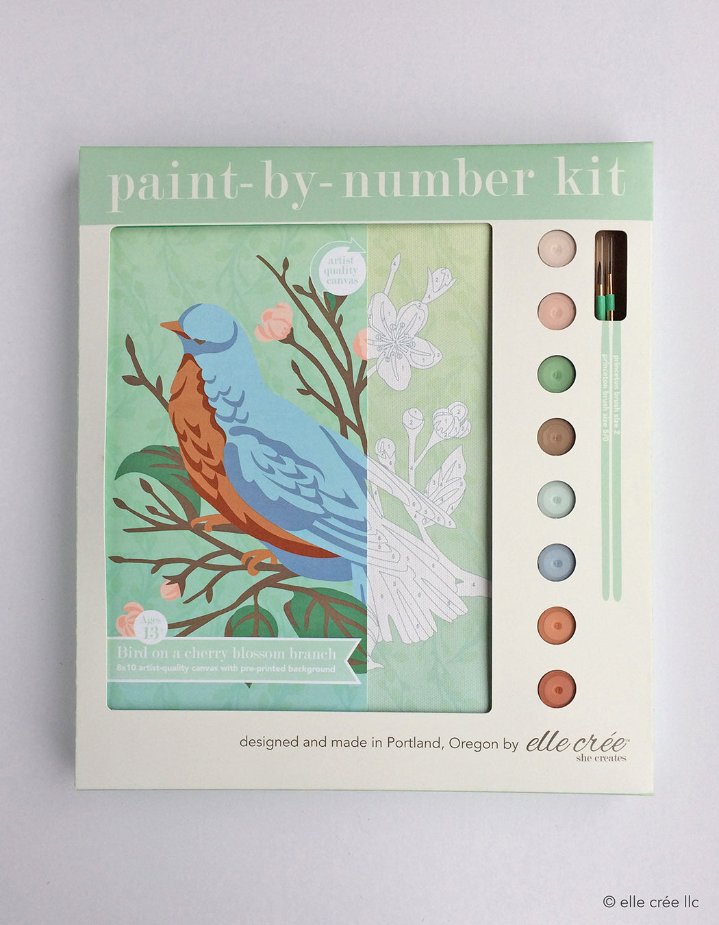 Paint By Number Kit, Bird on a Cherry Blossom Branch - Gather Goods Co - Raleigh, NC