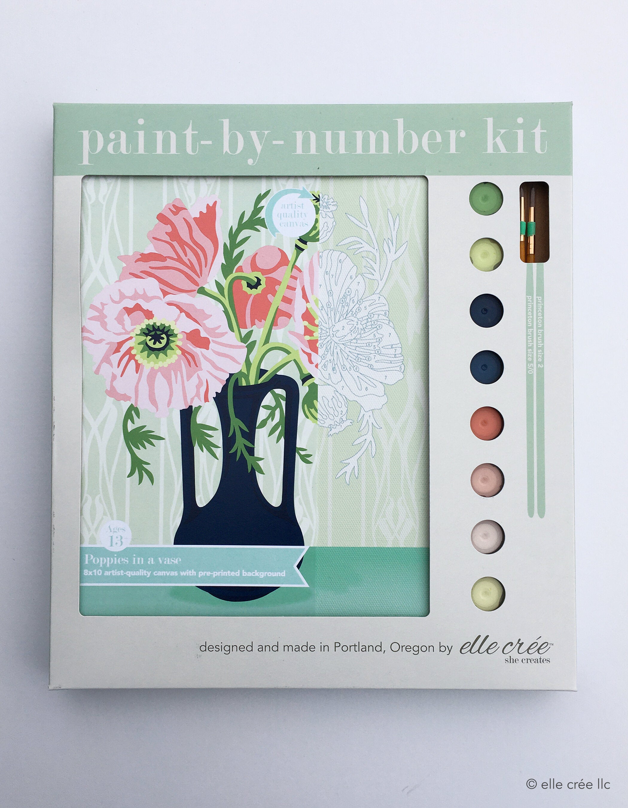 Paint By Number Kit, Poppies in a Vase - Gather Goods Co - Raleigh, NC