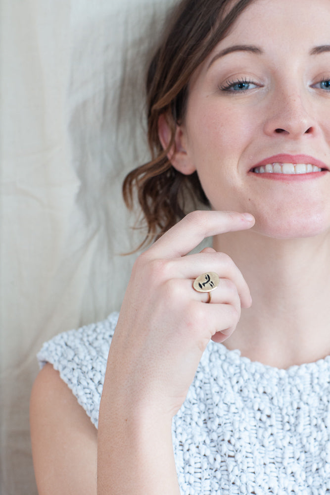 Brass Face Ring - Gather Goods Co - Raleigh, NC