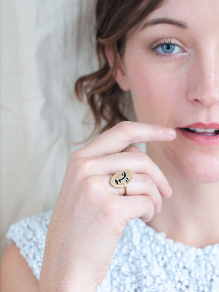 Brass Face Ring - Gather Goods Co - Raleigh, NC