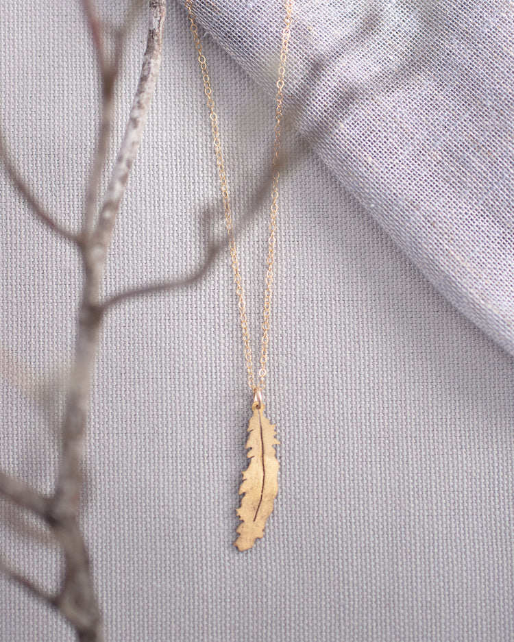 Gold Feather Necklace - Gather Goods Co - Raleigh, NC