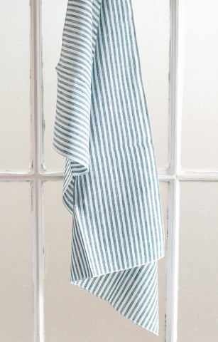 Sage Striped Linen Tea Towel - Gather Goods Co - Raleigh, NC
