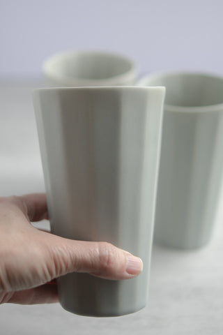 Porcelain Pint Cup or Vase in Pale Gray