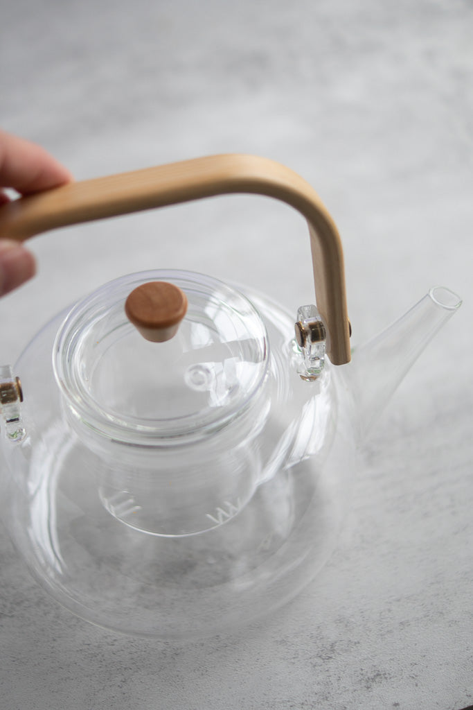 Glass Teapot With Infuser & Wooden Handle