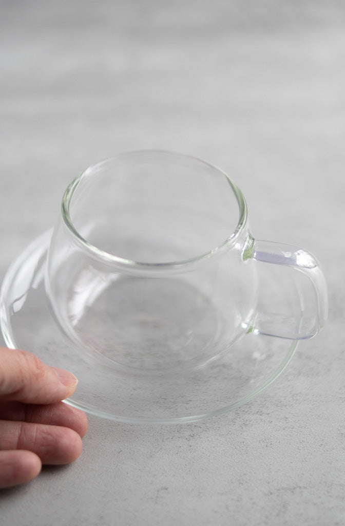 Glass Teacup and Saucer