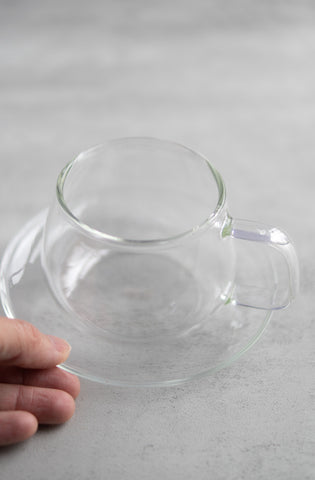 Glass Teacup with Saucer