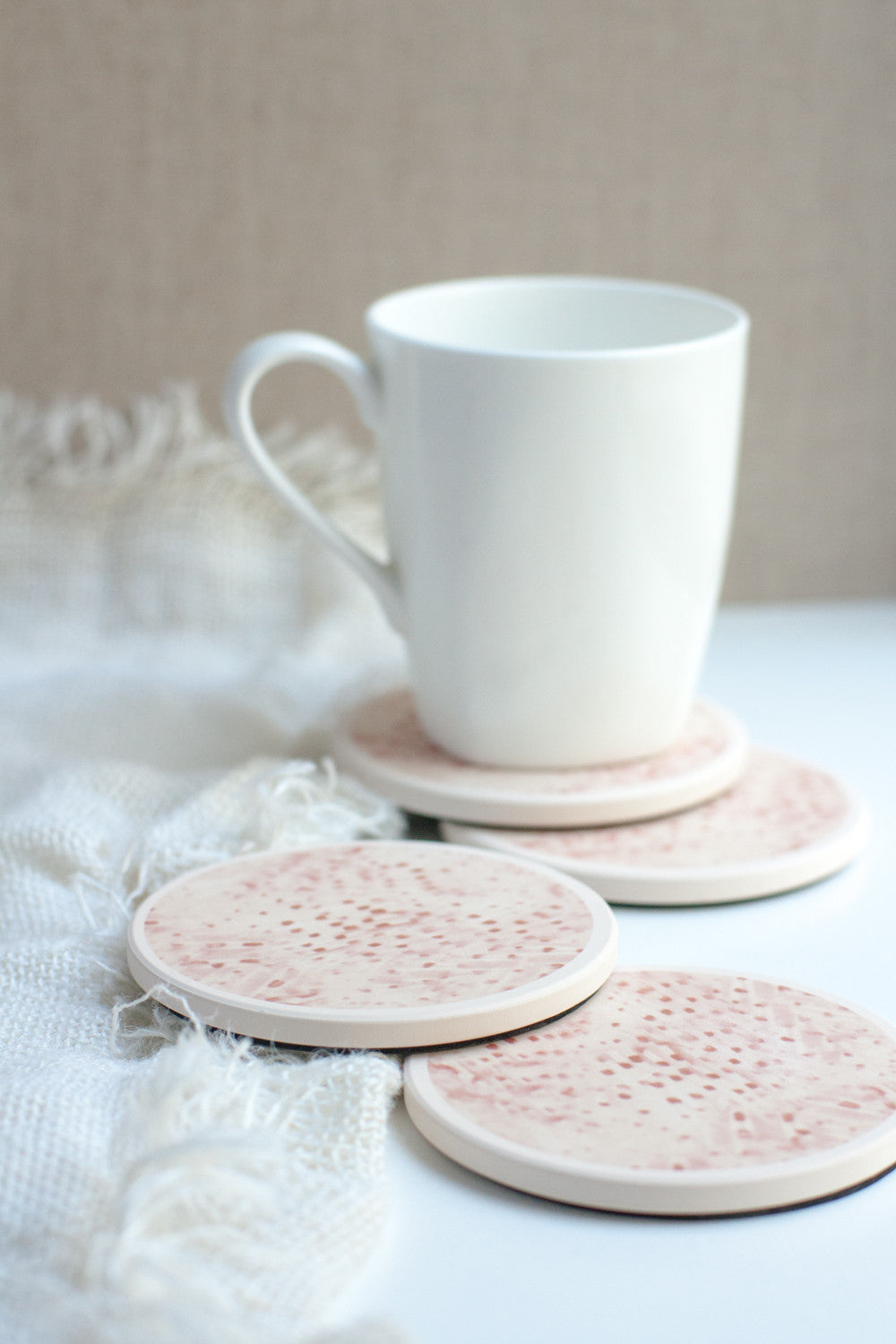 Ceramic Coasters, Pale Pink Dots - Gather Goods Co - Raleigh, NC