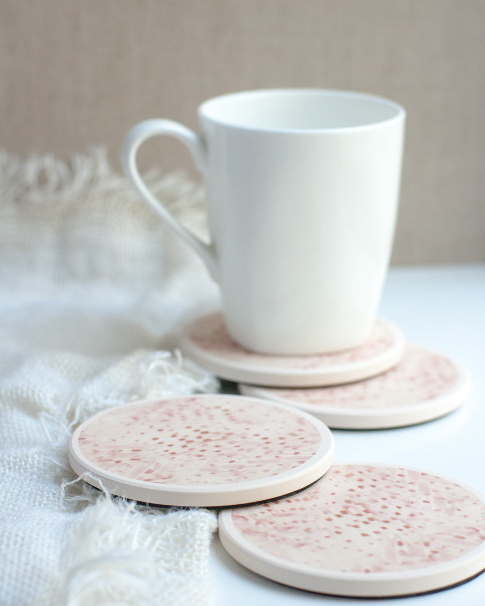 Ceramic Coasters, Pale Pink Dots - Gather Goods Co - Raleigh, NC