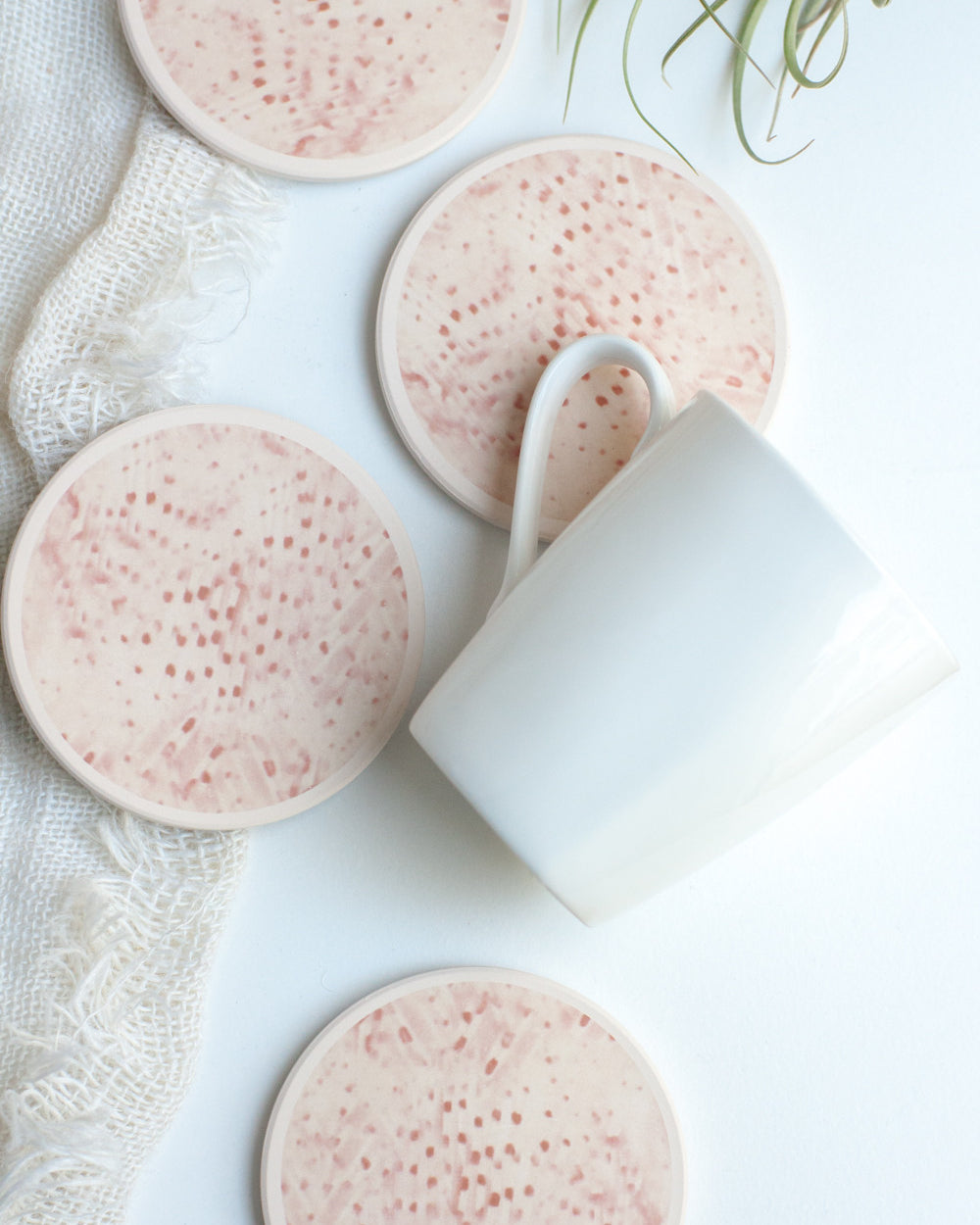 Ceramic Coasters, Pale Pink Dots - Gather Goods Co - Raleigh, NC