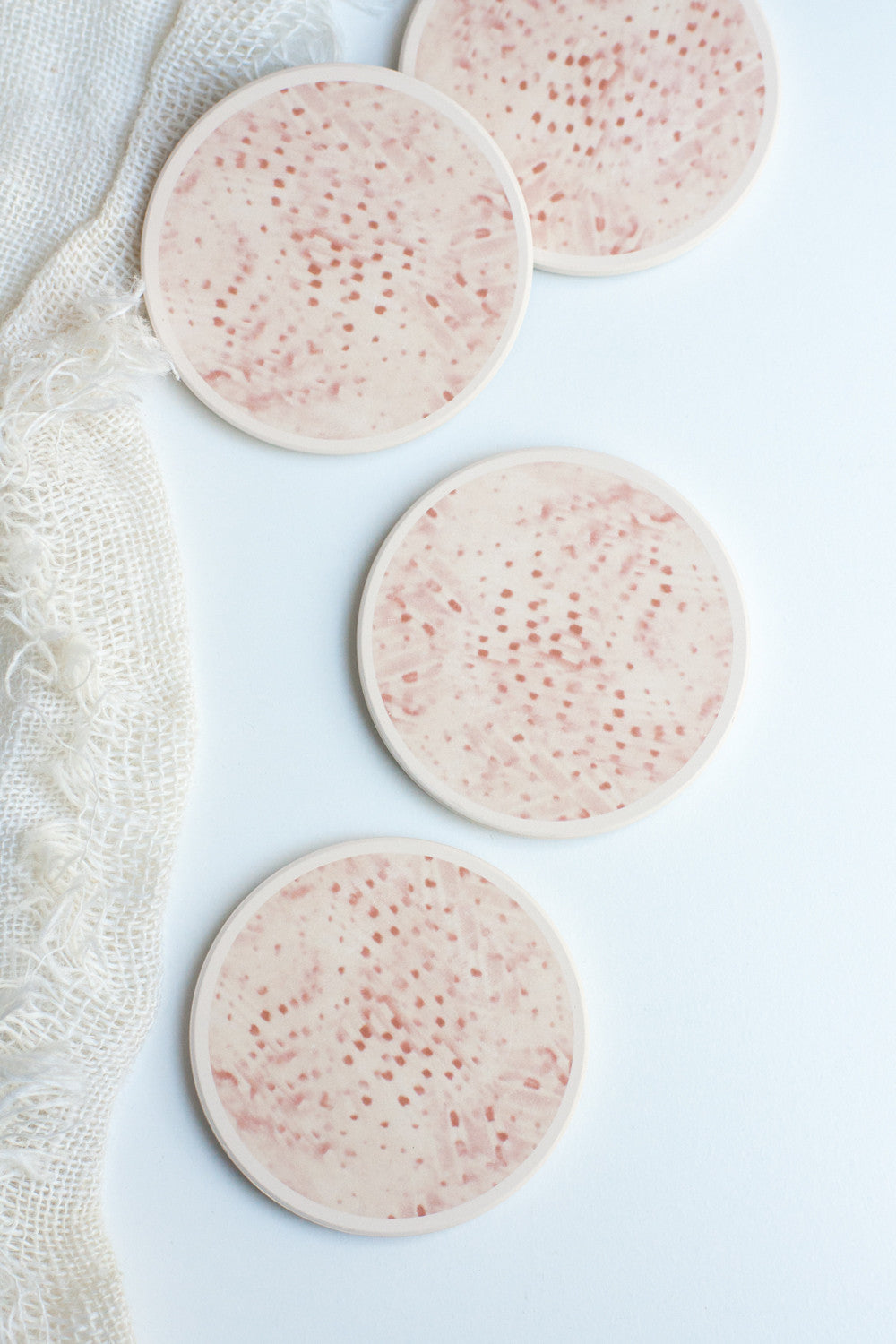 Ceramic Coasters, Pale Pink Dots