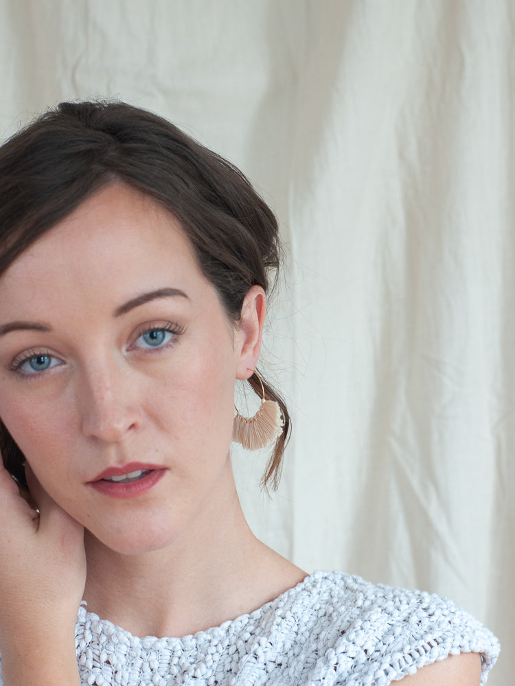 Cream Tassel Hoop Earrings - Gather Goods Co - Raleigh, NC