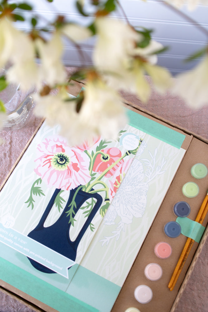 Paint By Number Kit, Poppies in a Vase - Gather Goods Co - Raleigh, NC