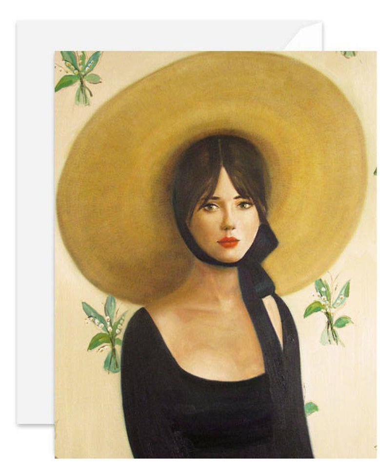 Woman in Straw Hat Blank Notecard - Gather Goods Co - Raleigh, NC